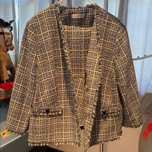 Kasper Women's Black and Yellow Tweed Blazer and Skirt size 22W